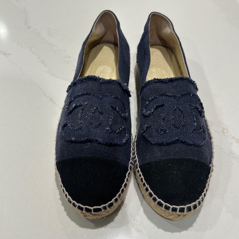 Chanel Denim Toile CC Espadrilles